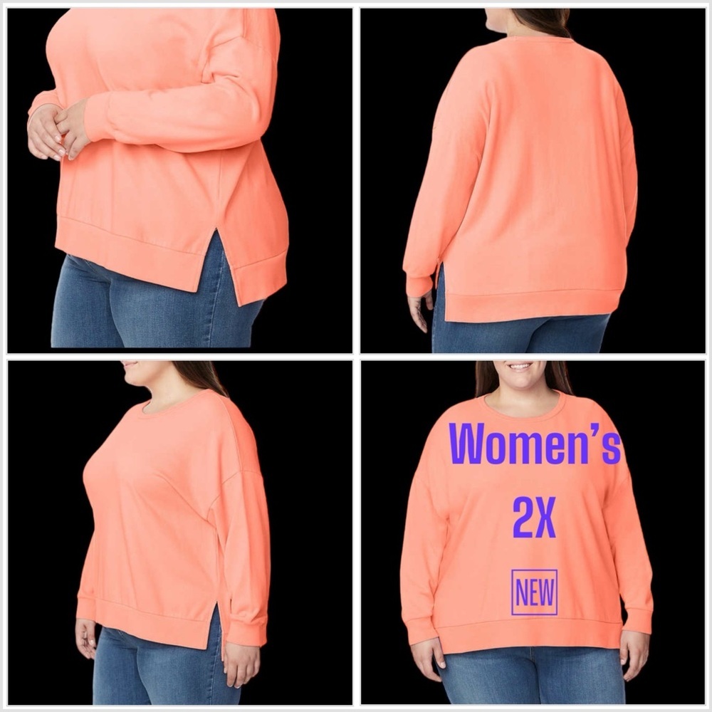 Ladies Buffalo 2X Crewneck Pullover Shirt Top Jersey Terry Cloth Long Sleeve NWT